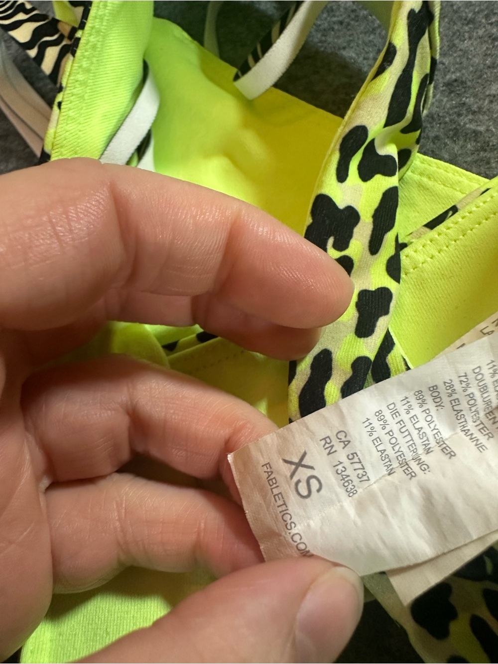 Fabletics Yellow Leopard Racerback Sports Bra - Picture 2 of 5